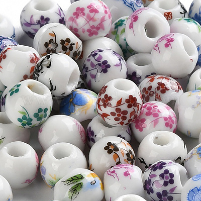 30 шт. печатные фарфоровые бусины PORC-FP0001-07-1