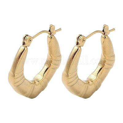 Серьги-полукольца из нержавеющей стали ромб 201 для женщин EJEW-G385-37G-1