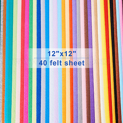 40pcs Felt Fabric Sheets Assorted Colour For Crafts - 12 X 9 Inch