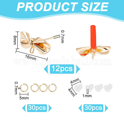 Наборы для самостоятельного изготовления сережек-гвоздиков из латуни с бантом DIY-GO0001-33-1