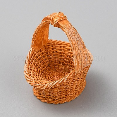 Мини-модель корзины из ротанга из смолы DJEW-CJC0002-04C-01-1