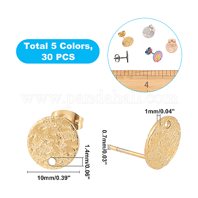 Фурнитура для сережек-гвоздиков из нержавеющей стали 304 с вакуумным покрытием pvd STAS-PH0001-07G-1