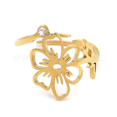 Нержавеющая сталь 304 с регулируемыми кольцами из кубического циркония RJEW-K245-48K-G-1