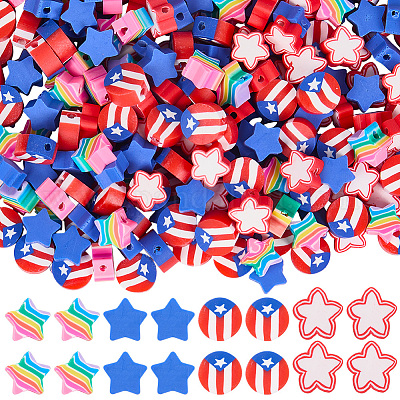 320 шт. 4 стиля бусины из полимерной глины ручной работы на тему Дня независимости CLAY-SP0001-09-1