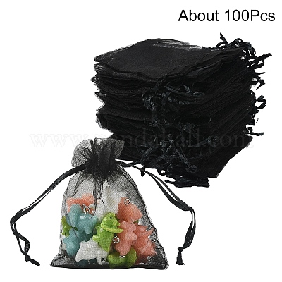 100 шт. прямоугольные подарочные мешочки из органзы с завязками OP-YW0001-03A-1