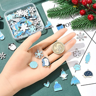 50 шт. 25 стиля подвески из сплава и эмали на зимнюю тематику ENAM-YW0005-59-1