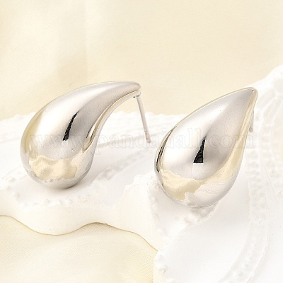 Серьги-гвоздики в форме капли из латуни с гальваническим покрытием для женщин EJEW-K247-02P-1