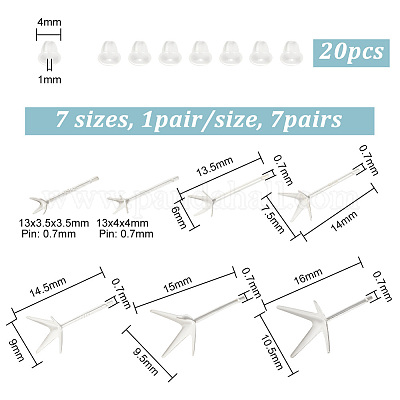 7 пара сережек-гвоздиков 7-го размера 925 из стерлингового серебра STER-PH0001-17-1