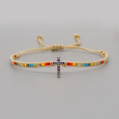 Регулируемые нейлоновые шнур плетеный браслеты из бисера BJEW-C011-08E-1