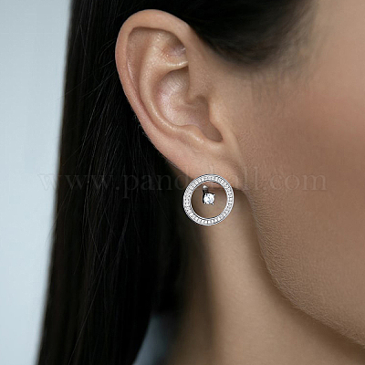 Плоские круглые серьги-гвоздики из стерлингового серебра VY8497-1