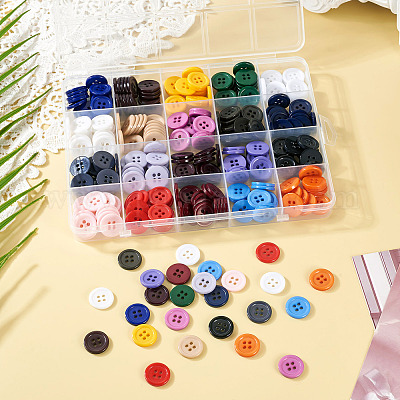 320 шт. 20 цвета пуговицы из смолы с 4 отверстиями BUTT-TA0001-29D-1