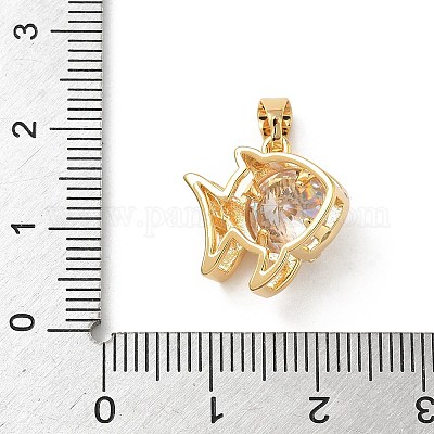 Подвески-рыбки из латуни с микропаве из кубических цирконий KK-Z136-49G-01-1