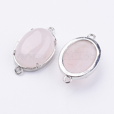 Соединители звеньев латунного природного розового кварца X-G-E398-04R-1