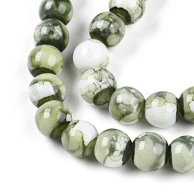 Выпечка окрашенные стеклянные бусины пряди X-DGLA-N003-8mm-C06-1