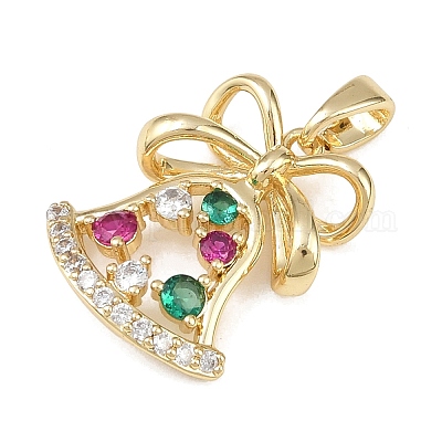 Рождественские латунные подвески с микропаве из фианита KK-K413-02G-1