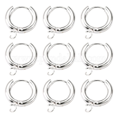 201 фурнитура для сережек-колец Huggie Hoop из нержавеющей стали STAS-P283-01C-S-1
