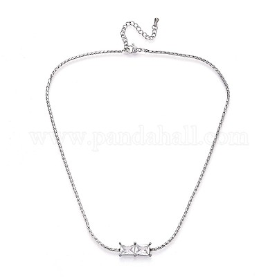 Ожерелья из прямоугольной цепочки из нержавеющей стали 304 с кристаллами и стразами NJEW-T016-07S-1