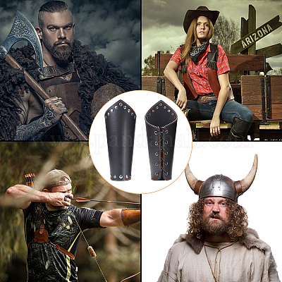Leather Gauntlet Wristband Medieval Armor Archery Bracers Leather Armband Viking Wrist Guards Arm Armor Guard Leather Cuffs 