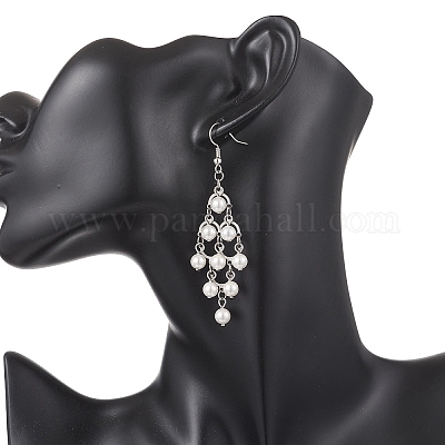 Серьги-подвески с ромбовидным жемчугом из нержавеющей стали 304 EJEW-TA00770-1