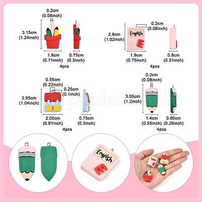 16 шт. 4 подвески из смолы на канцелярскую тематику RESI-FS0001-89-1