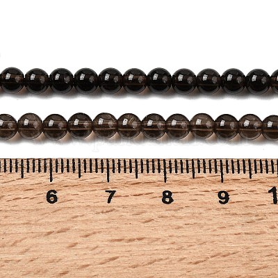Природные дымчатый кварц бисер пряди круглые&nbsp;G-E329-4mm-38-1