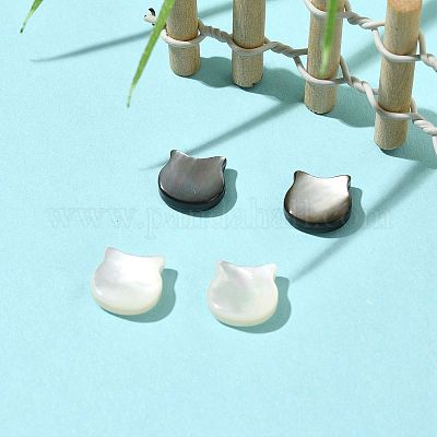 4 шт. Набор из 2-х натуральных черных ракушек-губ и белых бусин SSHEL-FS0001-10-1