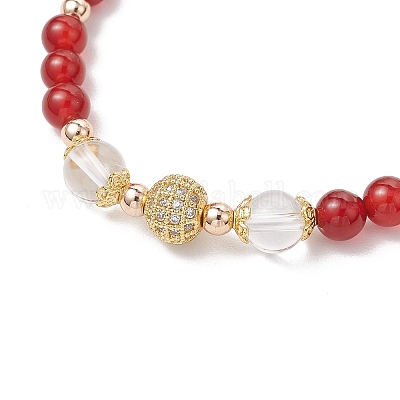 3 шт. браслеты с круглыми бусинами из натурального кварцевого кристалла BJEW-JB11931-1