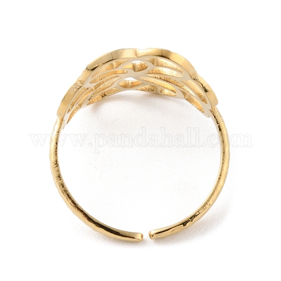 Кольца-манжеты из нержавеющей стали 304 с полым цветком RJEW-D002-07G-1