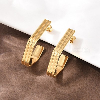 Серьги-гвоздики из нержавеющей стали 304 с многоугольными головками EJEW-P324-12G-1