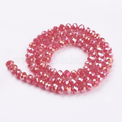 Стеклянные бусины с гальваническим покрытием  X-GLAA-F001-6x4mm-04AB-1