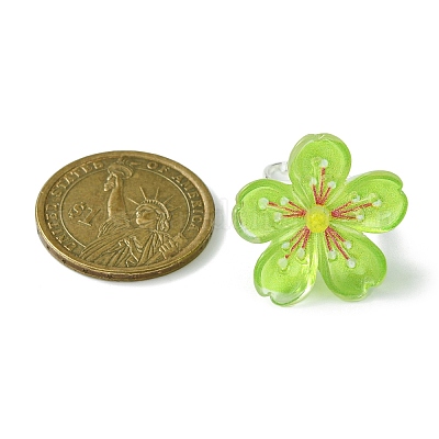 Светящееся в темноте цветочное кольцо на палец из смолы RJEW-JR00641-1