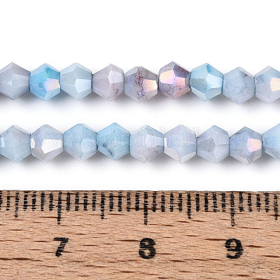 Граненые гальванические непрозрачные стеклянные бусины GLAA-T025-4mm-09H-1