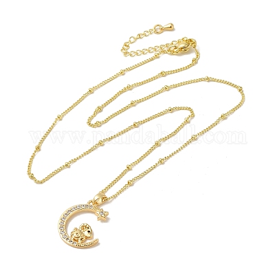 Ожерелья с подвесками из латуни с прозрачным фианитом и прозрачным фианитом NJEW-K269-05G-03-1