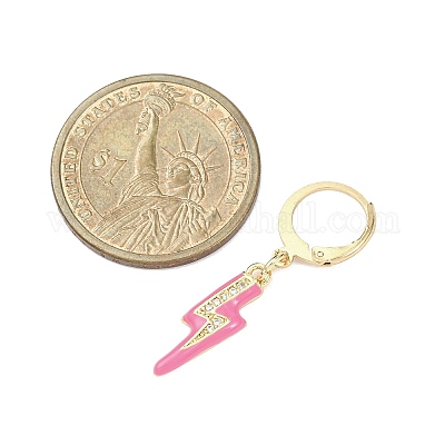 Кольца-маркеры для вязания с микропаве из кубического циркония в виде молнии из латуни HJEW-JM04375-1