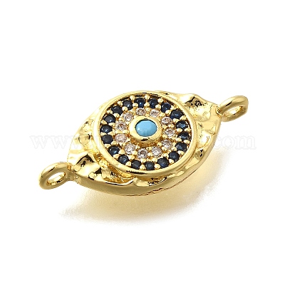 Подвески-коннекторы для глаз из латунного микропаве синего и прозрачного кубического циркония KK-D295-24G-1