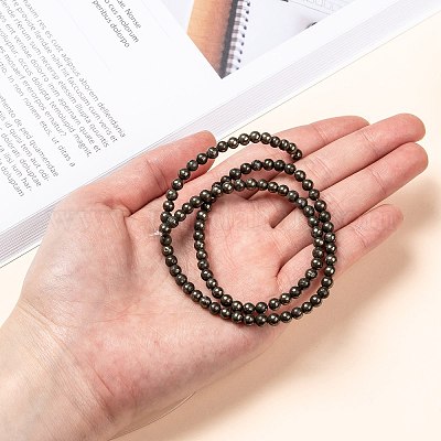 Природного пирита бисер нитей X-G-L031-4mm-01-1