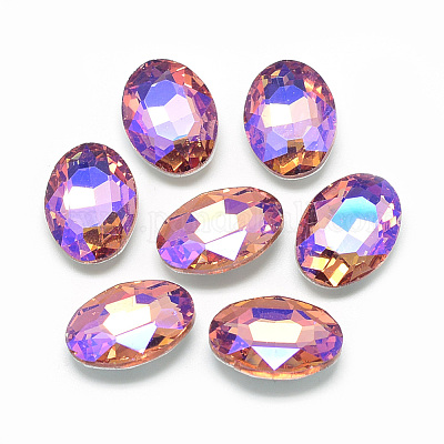 Заостренные заднее стекло горный хрусталь кабошоны RGLA-T018-10x14mm-04-1