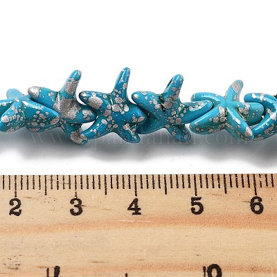 Нити из синтетических бирюзовых бусин G-P507-04O-1