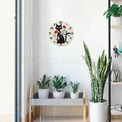 Настенные часы с принтом из мдф HJEW-WH0058-034-1