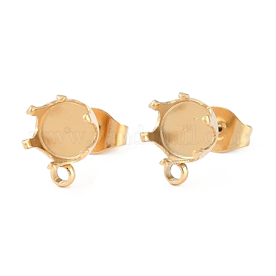 Плоская круглая фурнитура для сережек-гвоздиков из нержавеющей стали 304 STAS-D389-04E-G-1