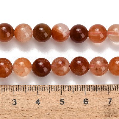 Нити бусин из натурального красного меха кролика с рутиловым кварцем G-H329-C04-8mm-A-1