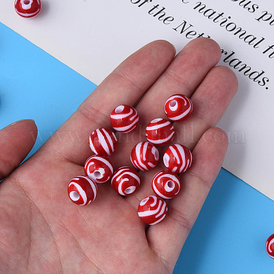 Непрозрачные полосатые акриловые бусины MACR-S373-27A-01-1