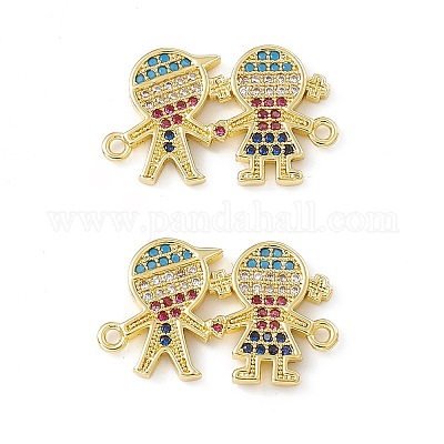 Шармы-соединители из латуни с микропаве из кубического циркония KK-E068-VC083-1