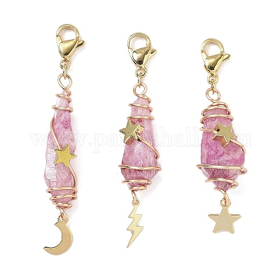 Подвесные украшения из гальванизированного натурального кварцевого кристалла в виде проволоки HJEW-JM03127-06-1