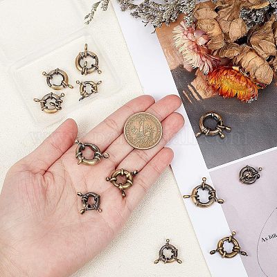 12 шт. 3 стиля латунных пружинных кольцевых застежек KK-FH0004-11-1