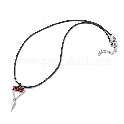 Ожерелья с подвесками в виде конуса и пирамиды из сплава с бисером цилиндрической формы от сглаза NJEW-MZ00105-1