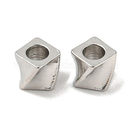 真鍮ビーズ ねじれた立方体 プラチナ 3x4x4mm 穴：1.8mmの通販