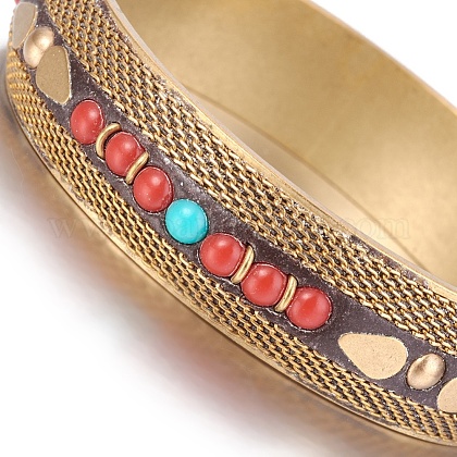 手作りの真鍮バングル インドネシア風 ココナッツブラウン 2 5 8インチ 6 65cm の通販 Jp Pandahall Com