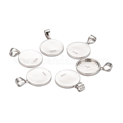 925純銀製のペンダントのカボションのセッティング 925刻まれました フラットラウンド プラチナ トレイ 13mm 17x15x2mm 穴 5x3 5mmの通販 Jp Pandahall Com