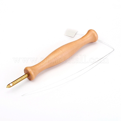 Aguja perforadora de costura de bordado de madera DIY-WH0166-36-1